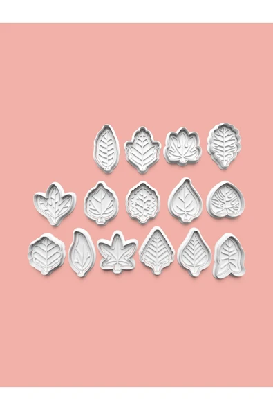 Yaprak Figürü Kurabiye Kalıbı Ve Şeker Hamuru Kalıbı 15'li set ürün görseli