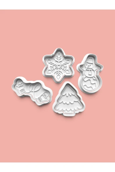 Karlı Kış Mevsimi Teması Kurabiye Kalıbı Ve Şeker Hamuru Kalıbı 4'lü set ürün görseli