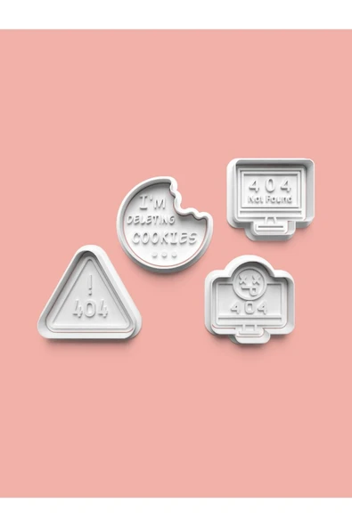 404 Not Found Kurabiye Kalıbı Ve Şeker Hamuru Kalıbı 4'lü set ürün görseli