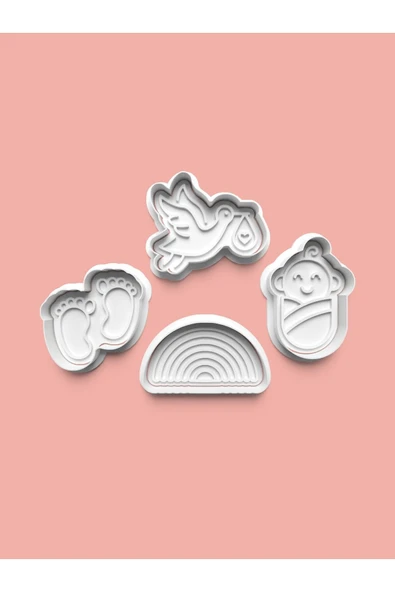 Yenidoğan Bebek Kurabiye Kalıbı Ve Şeker Hamuru Kalıbı 4'lü set ürün görseli