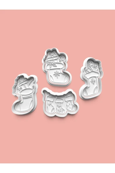 Çorap Figürü Kurabiye Kalıbı Ve Şeker Hamuru Kalıbı 4'lü set ürün görseli