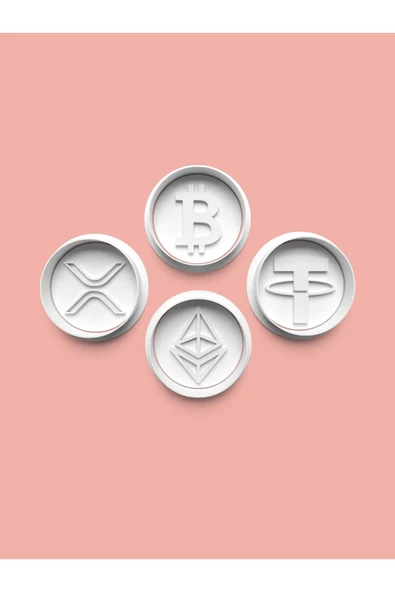 Kripto Para Figürü Kurabiye Kalıbı Ve Şeker Hamuru Kalıbı 4'lü set ürün görseli