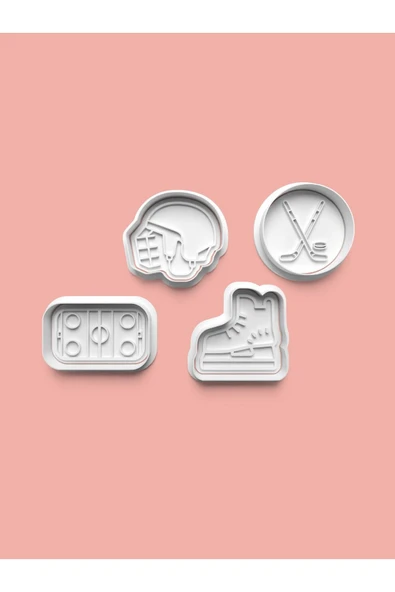 Buz Hokeyi Kurabiye Kalıbı Ve Şeker Hamuru Kalıbı 4'lü set ürün görseli