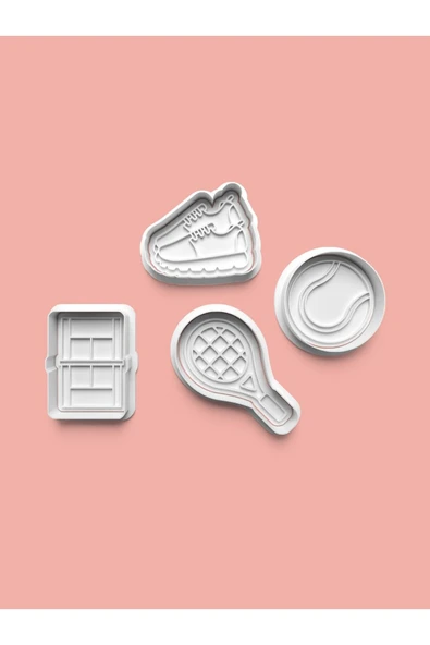 Tenis Kurabiye Kalıbı Ve Şeker Hamuru Kalıbı 4'lü set ürün görseli
