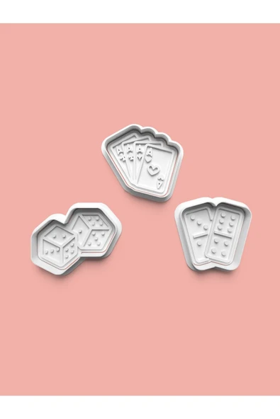 Zar ve İskambil Figürü Kurabiye Kalıbı Ve Şeker Hamuru Kalıbı 3'lü set ürün görseli