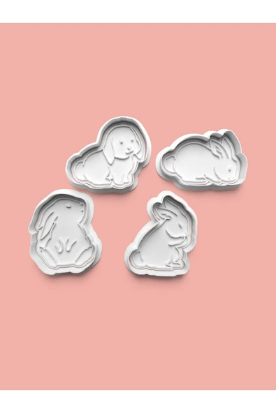 Tavşan Kurabiye Kalıbı Ve Şeker Hamuru Kalıbı 4'lü set ürün görseli