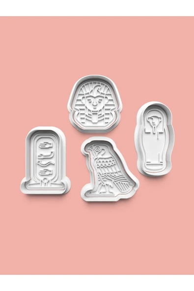 Mısır Arkeoloji Teması Kurabiye Kalıbı Ve Şeker Hamuru Kalıbı 4'lü Set ürün görseli