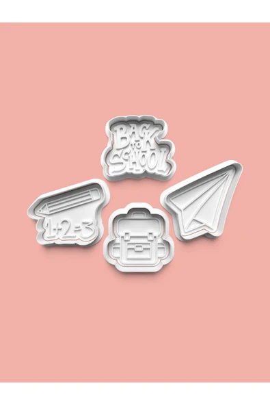 Okula Dönüş Kurabiye Kalıbı Ve Şeker Hamuru Kalıbı 4'lü Set