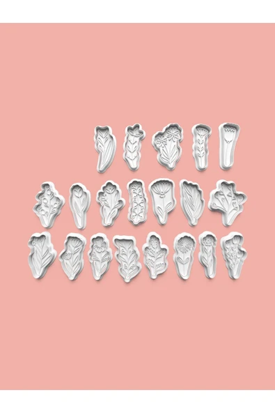 Çiçekler Set Kurabiye Kalıbı Ve Şeker Hamuru Kalıbı 20'li set ürün görseli