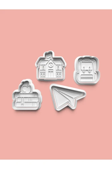 Okul Teması Kurabiye Kalıbı Ve Şeker Hamuru Kalıbı 4'lü set