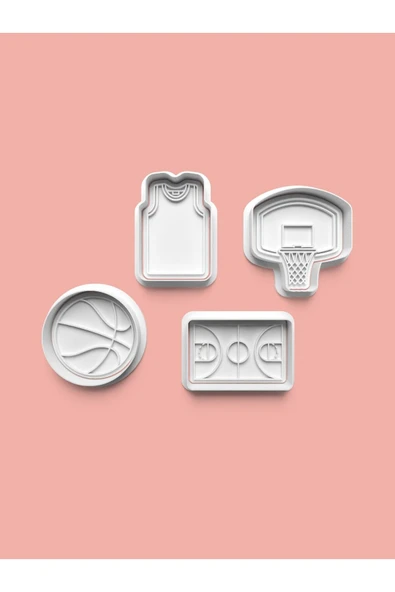 Basketbol Kurabiye Kalıbı Ve Şeker Hamuru Kalıbı 4'lü set ürün görseli