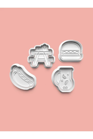 Hamburger Fastfood Kurabiye Kalıbı Ve Şeker Hamuru Kalıbı 4'lü set ürün görseli
