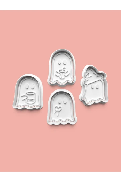 Hayalet Kurabiye Kalıbı Ve Şeker Hamuru Kalıbı 4'lü Set ürün görseli