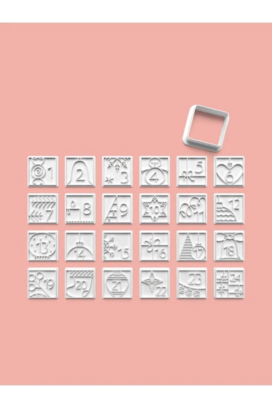 Kareli Sayı-Numara Seti Kurabiye Kalıbı Ve Şeker Hamuru Kalıbı 24'lü set ürün görseli