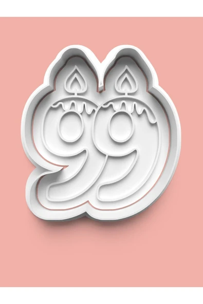 Mum Figürlü Doksan Dokuz Rakamı Kurabiye Kalıbı Ve Şeker Hamuru Kalıbı - 99 Numara ürün görseli