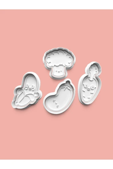 Sebze Figürleri Kurabiye Kalıbı Ve Şeker Hamuru Kalıbı 4'lü set ürün görseli