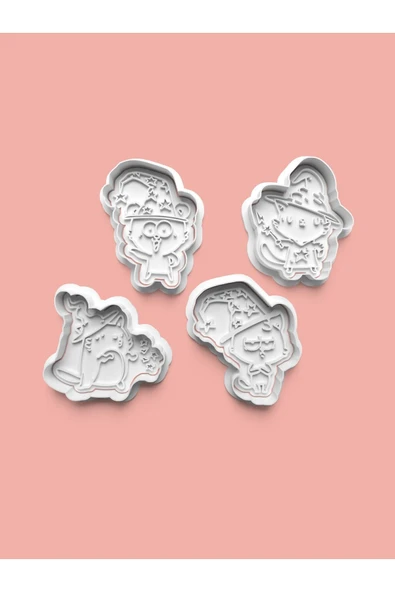 Sihirbaz Kedi Kurabiye Kalıbı Ve Şeker Hamuru Kalıbı 4'lü set ürün görseli