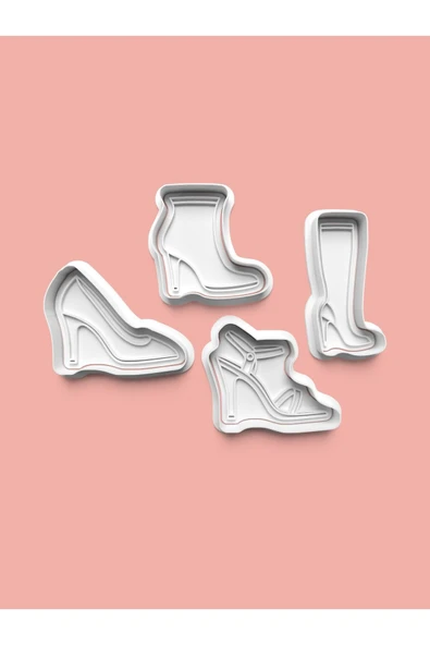 Kadın Ayakkabısı Kurabiye Kalıbı Ve Şeker Hamuru Kalıbı 4'lü Set ürün görseli