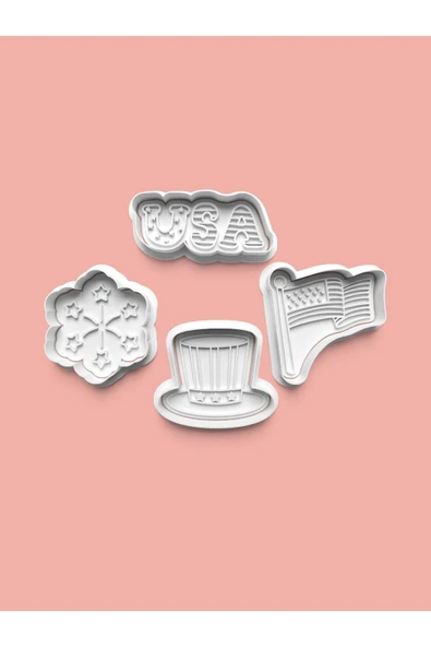 Amerika Kurabiye Kalıbı Ve Şeker Hamuru Kalıbı 4'lü Set ürün görseli