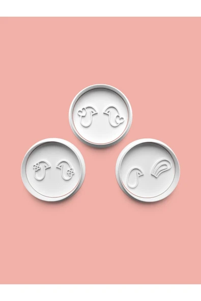 Tavşan Kulakları Kurabiye Kalıbı Ve Şeker Hamuru Kalıbı 3'lü set ürün görseli