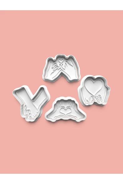 Sevgililer Günü Elleri Kurabiye Kalıbı Ve Şeker Hamuru Kalıbı 4'lü set ürün görseli