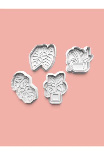 Oda Bitkileri Figürü Kurabiye Kalıbı Ve Şeker Hamuru Kalıbı 4'lü set ürün görseli