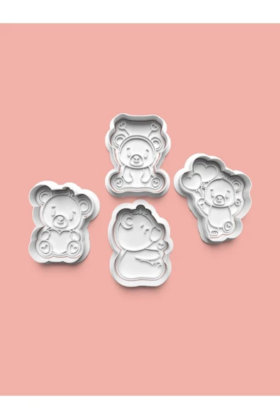Sevimli Ayıcıklar Kurabiye Kalıbı Ve Şeker Hamuru Kalıbı 4'lü set ürün görseli