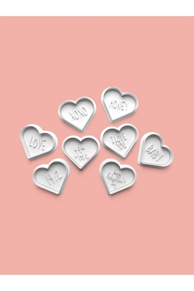 Sevgililer Günü Kalpleri Kurabiye Kalıbı Ve Şeker Hamuru Kalıbı 8'li set ürün görseli