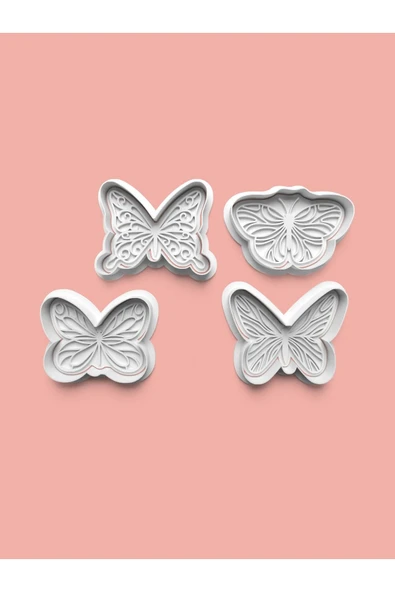 Kelebek Kurabiye Kalıbı Ve Şeker Hamuru Kalıbı 4'lü set ürün görseli