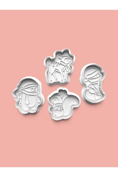 Kış Hayvanları Kurabiye Kalıbı Ve Şeker Hamuru Kalıbı 4'lü set ürün görseli