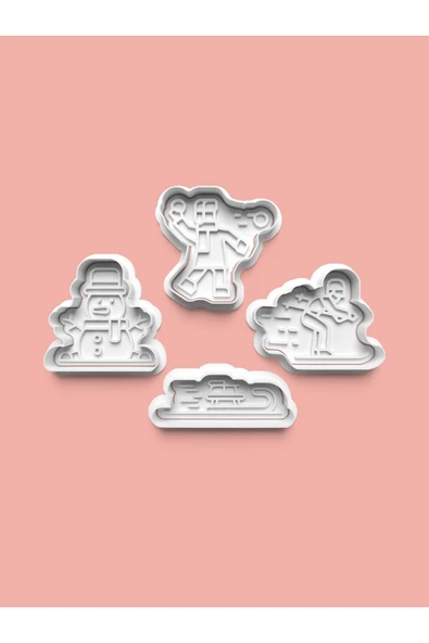 Kış Sporu Lama Kurabiye Kalıbı Ve Şeker Hamuru Kalıbı 4'lü set ürün görseli