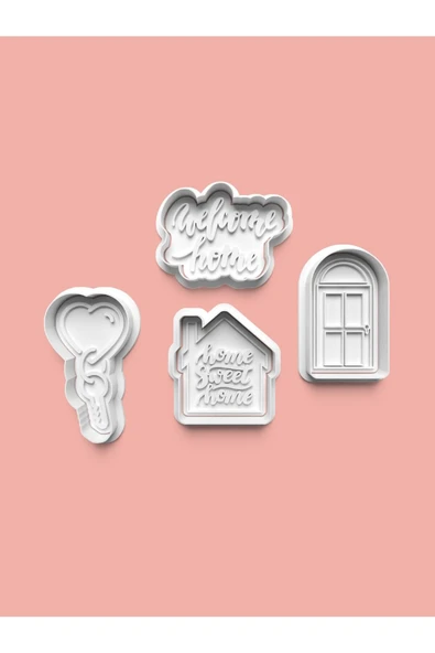 Home Sweet Home Kurabiye Kalıbı Ve Şeker Hamuru Kalıbı 4'lü set ürün görseli