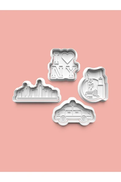 Newyork Kurabiye Kalıbı Ve Şeker Hamuru Kalıbı 4'lü Set ürün görseli