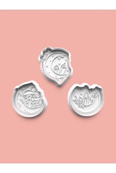 Ay Kurabiye Kalıbı Ve Şeker Hamuru Kalıbı 3'lü set ürün görseli