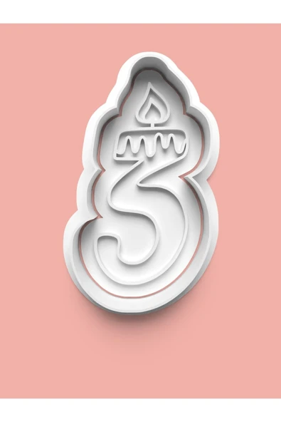 Mum Figürlü Üç Rakamı Kurabiye Kalıbı Ve Şeker Hamuru Kalıbı - 3 Numara ürün görseli