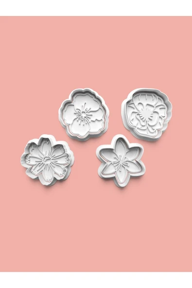 Çiçek Teması Kurabiye Kalıbı Ve Şeker Hamuru Kalıbı 4'lü set ürün görseli