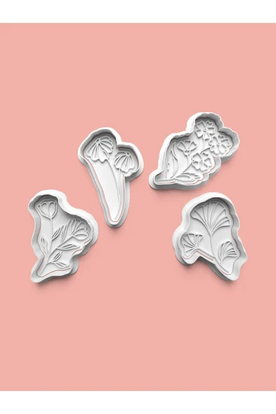 Çiçekler Kurabiye Kalıbı Ve Şeker Hamuru Kalıbı 4'lü set ürün görseli