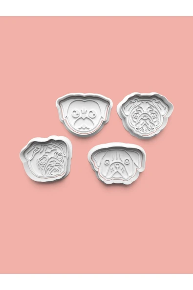 Köpek Suratı Figürü Kurabiye Kalıbı Ve Şeker Hamuru Kalıbı 4'lü set ürün görseli