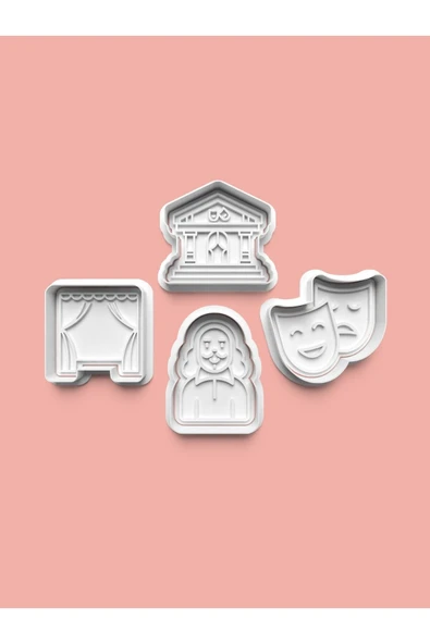 Tiyatro Kurabiye Kalıbı Ve Şeker Hamuru Kalıbı 4'lü set ürün görseli