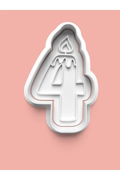 Mum Figürlü Dört Rakamı Kurabiye Kalıbı Ve Şeker Hamuru Kalıbı - 4 Numara ürün görseli