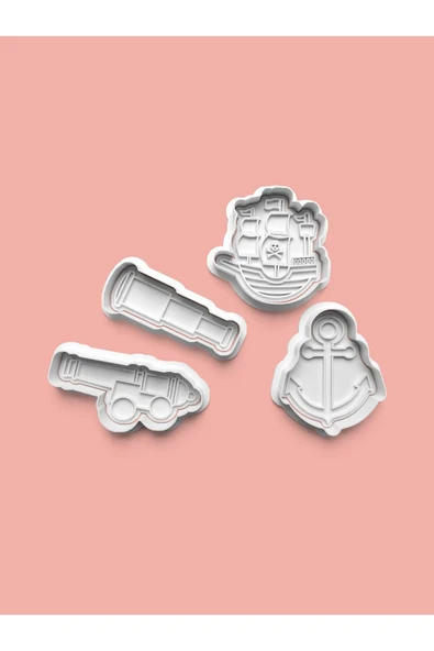 Korsan Teması Kurabiye Kalıbı Ve Şeker Hamuru Kalıbı 4'lü set ürün görseli