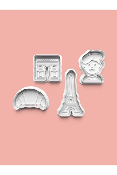 Paris Teması Kurabiye Kalıbı Ve Şeker Hamuru Kalıbı 4'lü set ürün görseli