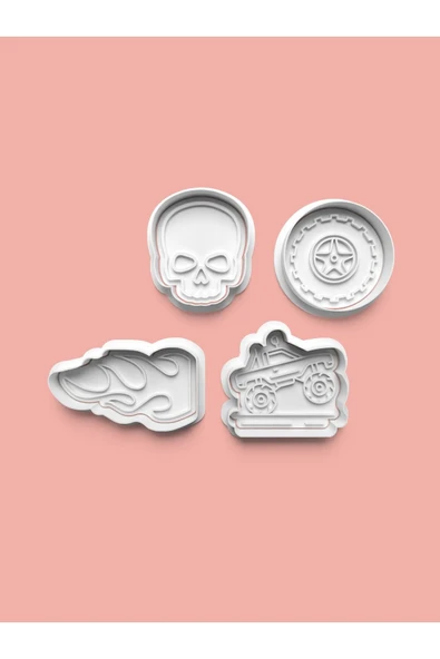 Yarış Figürü Kurabiye Kalıbı Ve Şeker Hamuru Kalıbı 4'lü set ürün görseli