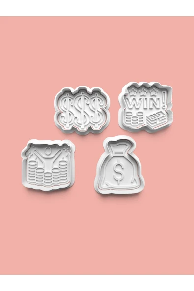 Para ve Zenginlik Teması Kurabiye Kalıbı Ve Şeker Hamuru Kalıbı 4'lü set ürün görseli
