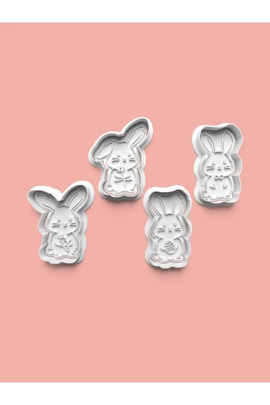 Tavşancık Kurabiye Kalıbı Ve Şeker Hamuru Kalıbı 4'lü set ürün görseli