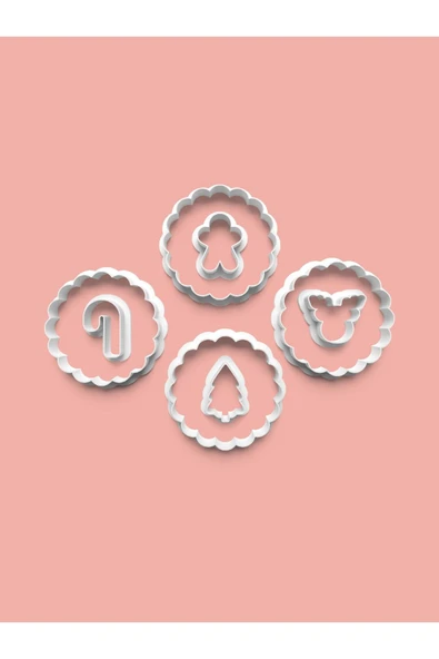 Yıllbaşı Hamur Kesici Kurabiye Kalıbı Ve Şeker Hamuru Kalıbı Set ürün görseli