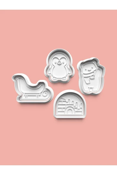 Kuzey Kutbu Kurabiye Kalıbı Ve Şeker Hamuru Kalıbı 4'lü set ürün görseli