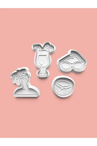 Tropikal Kurabiye Kalıbı Ve Şeker Hamuru Kalıbı 4'lü set ürün görseli