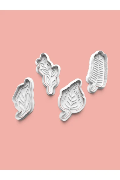 Yaprak Figürü Kurabiye Kalıbı Ve Şeker Hamuru Kalıbı 4'lü set ürün görseli