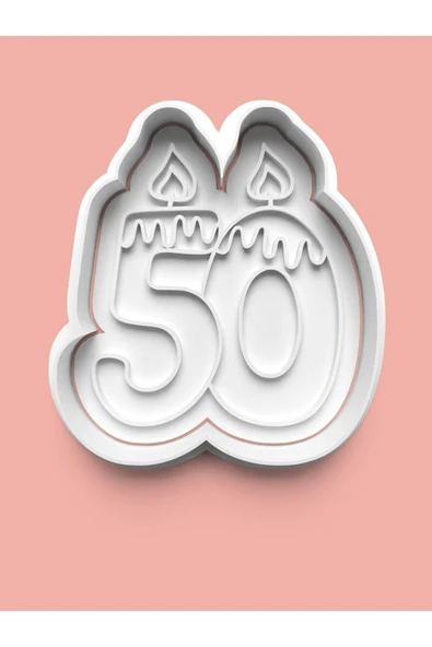 Mum Figürlü Elli Rakamı Kurabiye Kalıbı Ve Şeker Hamuru Kalıbı - 50 Numara ürün görseli